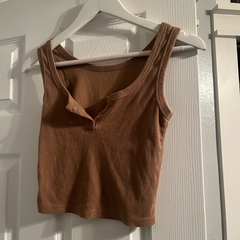 Casual Brown Sleeveless Top